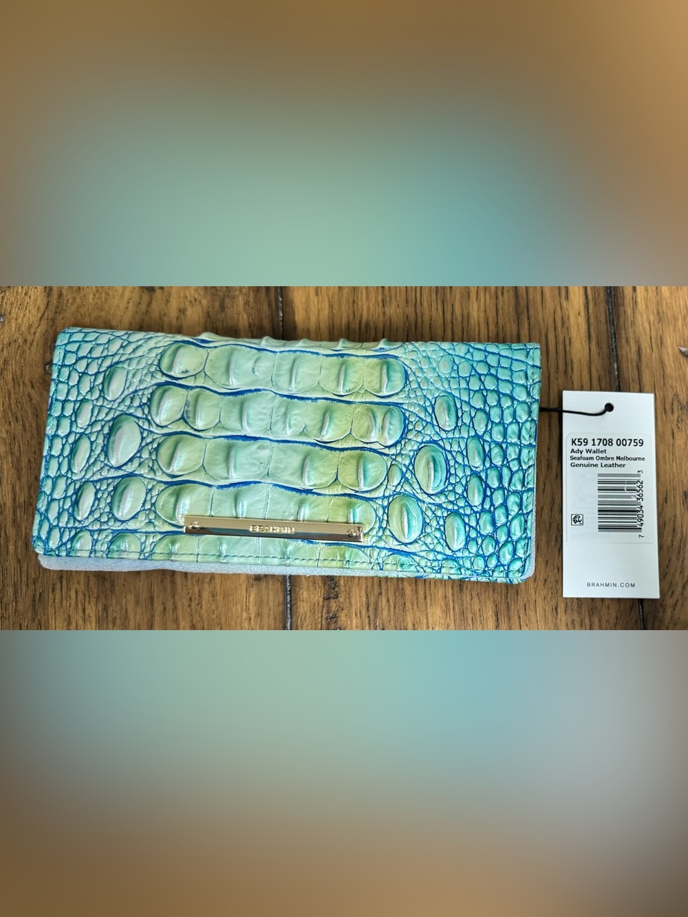 Brahmin Seafoam Ombré Melbourne Ady Leather Wallet